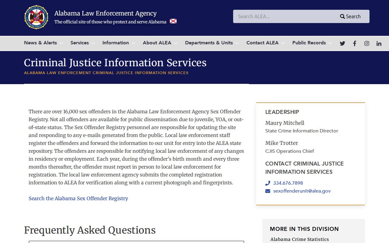 ALEA registry policy for DeKalb County released inmate photo limits